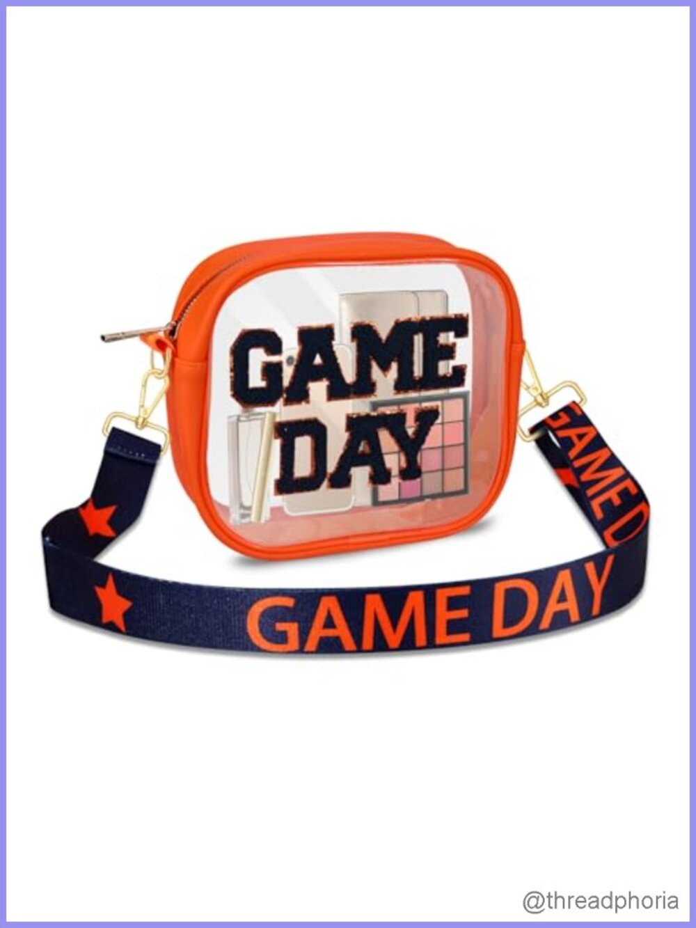 Stadium Approved Clear Crossbody Bag with Chenille Letter Patch PU Leather